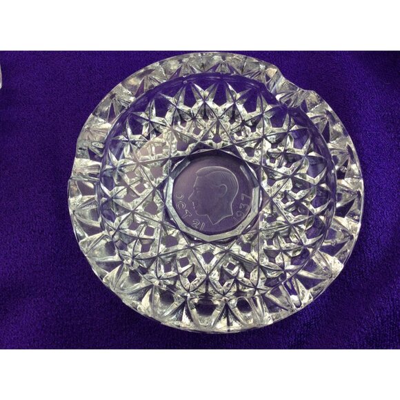 King George VI And Queen Elizabeth Bagley Glass Ashtrays 1937 Set 2 Royal Family - Picture 4 of 12